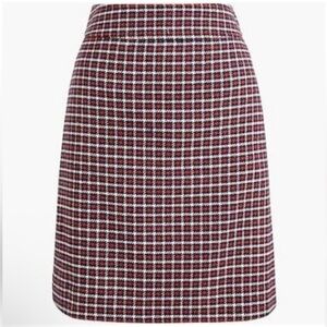 NWT J. Crew Women’s Navy Red‎ & White Houndstooth Plaid Wool Blend Mini Skirt 16